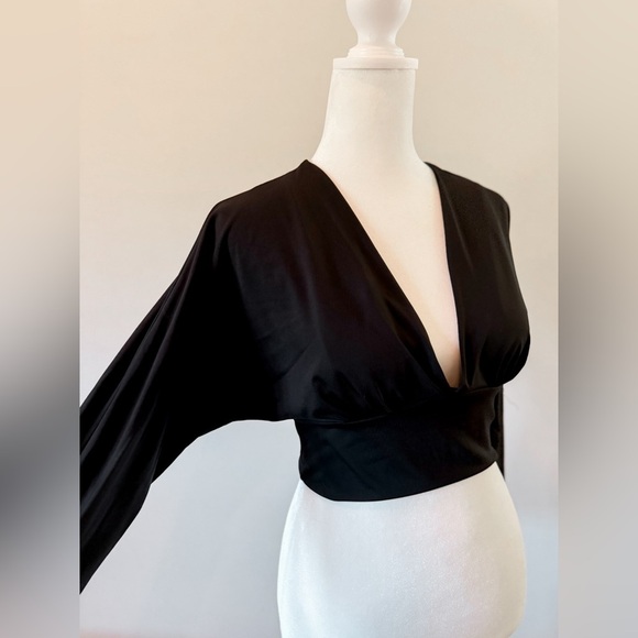 Low Cut Long Sleeve Crop Top - Picture 3 of 3